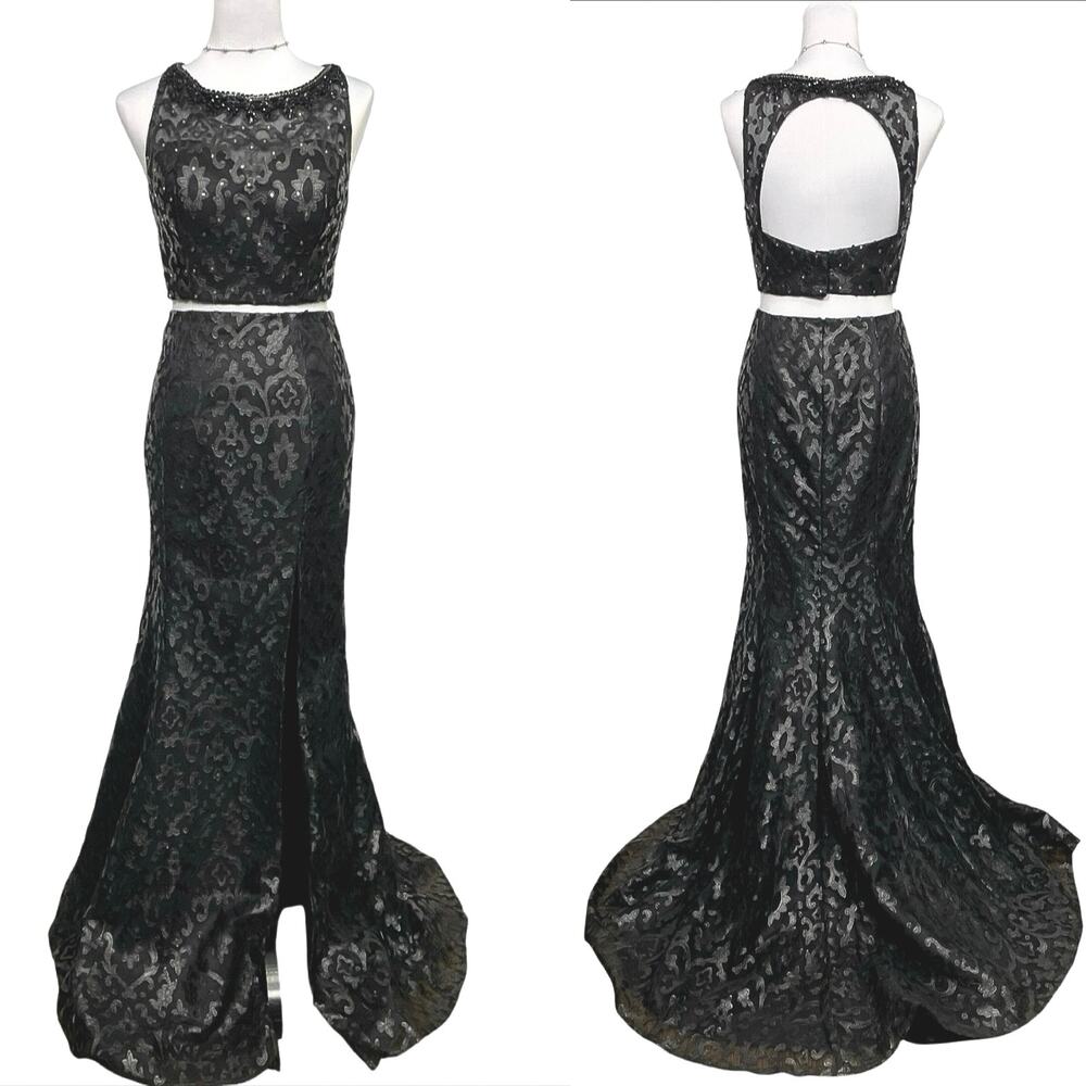 EUC - Blush Prom by Alexis Two Piece Embellished Gown